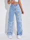 Cartoon Graphic Raw Hem Straight Leg Jeans