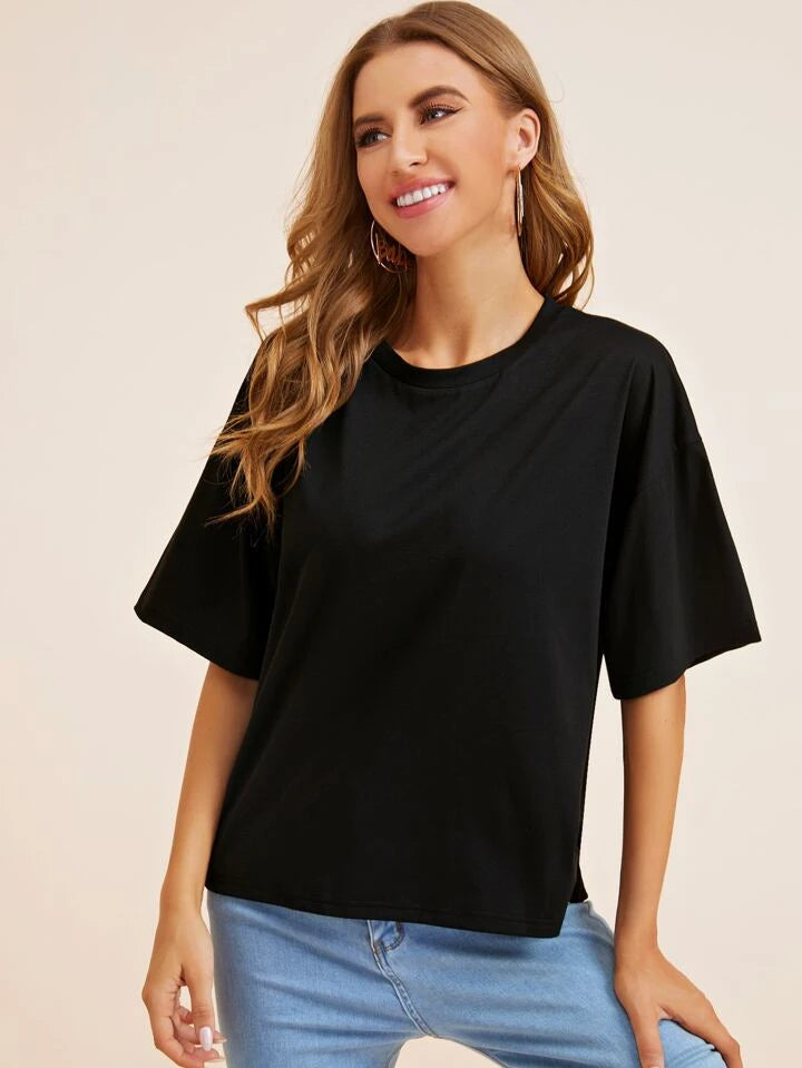 Contrast Sequin Wings Drop Shoulder Tee