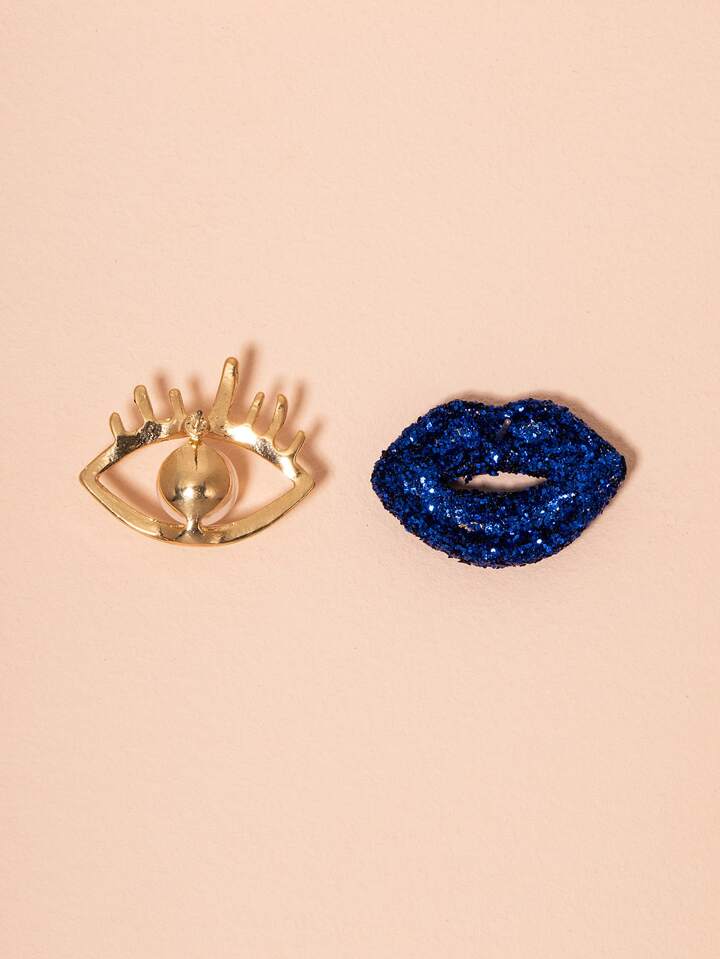 Glitter Lips & Eye Charm Earrings