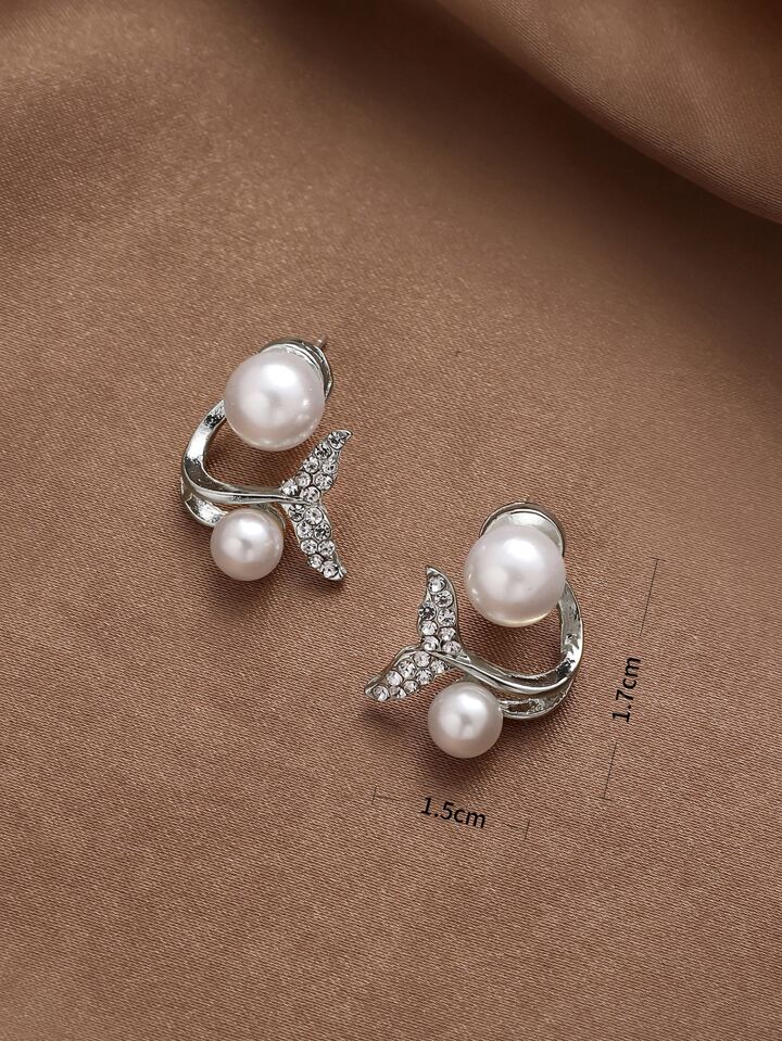 Rhinestone & Faux Pearl Decor Earring Jackets