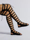 Women Ladder Cut Out Lace-Up Front Faux Suede Gladiator Sandals, Fashion Summer Flat Sandals