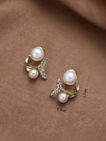 Rhinestone Fish Tail & Faux Pearl Decor Earring Jackets