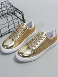 Glitter Metallic Lace-up Front Skate Shoes