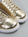 Glitter Metallic Lace-up Front Skate Shoes