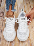 Leopard & Letter Graphic Lace-Up Front Chunky Sneakers