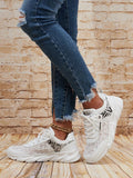 Leopard & Letter Graphic Lace-Up Front Chunky Sneakers