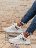 Leopard & Letter Graphic Lace-Up Front Chunky Sneakers