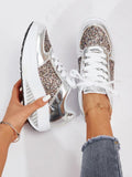 Women Metallic Lace-Up Front Rocking Shoes, Sporty Outdoor Sneakers