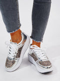 Women Metallic Lace-Up Front Rocking Shoes, Sporty Outdoor Sneakers