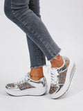 Women Metallic Lace-Up Front Rocking Shoes, Sporty Outdoor Sneakers