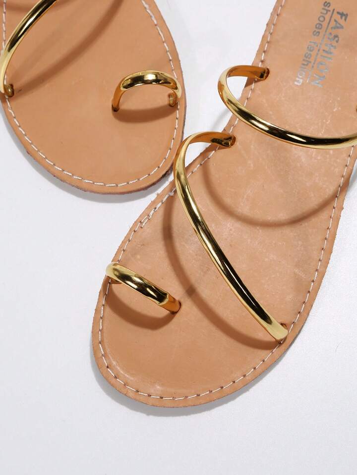 Women Toe Ring Design Flat Sandals, Fashionable Summer Thong Sandals