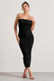 Women's Black Draped Long Dress 062wser