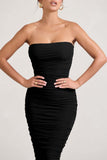 Women's Black Draped Long Dress 062wser