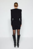 Black Padded Draped Fitted Mini Knitted Dress TWOAW24EL00821