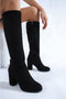 Sole Women Shoes Women's Round Toe Zippered Heeled Boots Heel Height 7 Cm 555577