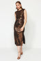 Brown Fitted, Shiny Evening Dress TPRAW24EL00097