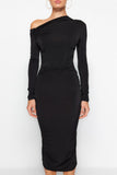 Black Fitted Knitted Corset Detailed Elegant Evening Dress