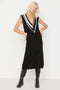 Black Maxi Knitwear Color Block Dress TWOAW23EL00197