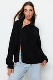 Black Zipper Detailed Knitwear Sweater TWOAW24KZ00145