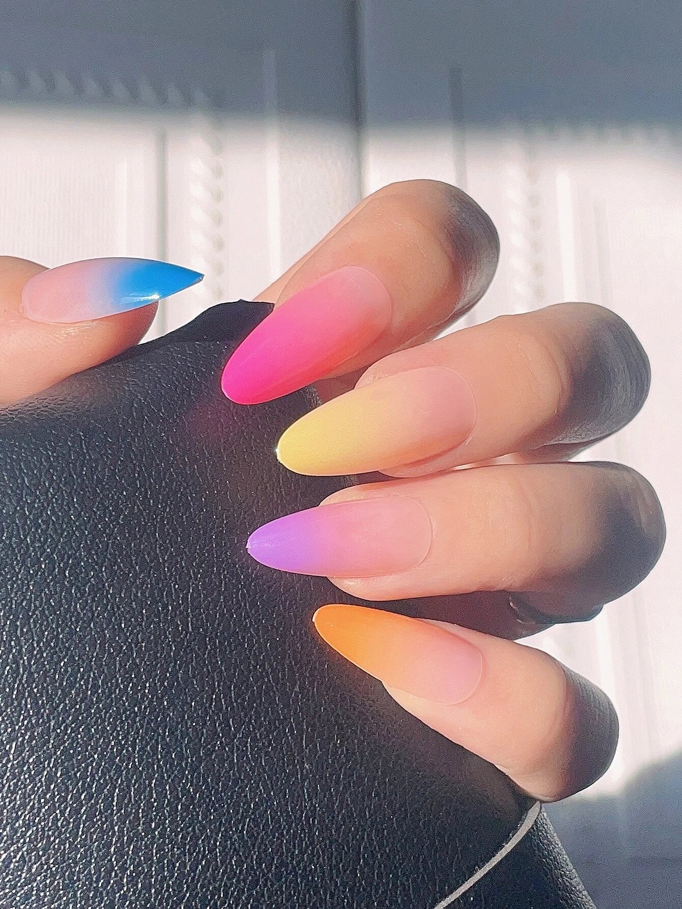 Transform Your Nails with 24pcs Long Stiletto Iridescent Matte Ombre Fake Nail & 1pc Nail File & 1sheet Nail Tape