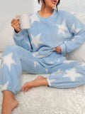 Star Pattern Drop Shoulder PJ Set