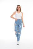 Blue Ripped Detailed High Waist Mom Women's Jeans BKL00000121