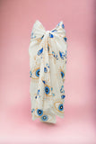 White Eye Patterned Long Pareo Satin Interior Not Show Women Beach Dress New Season Pistore000794