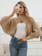 Turtleneck Batwing Sleeve Wrap Cross Crop Sweater