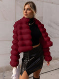 Solid Open Front Crop Fuzzy Coat