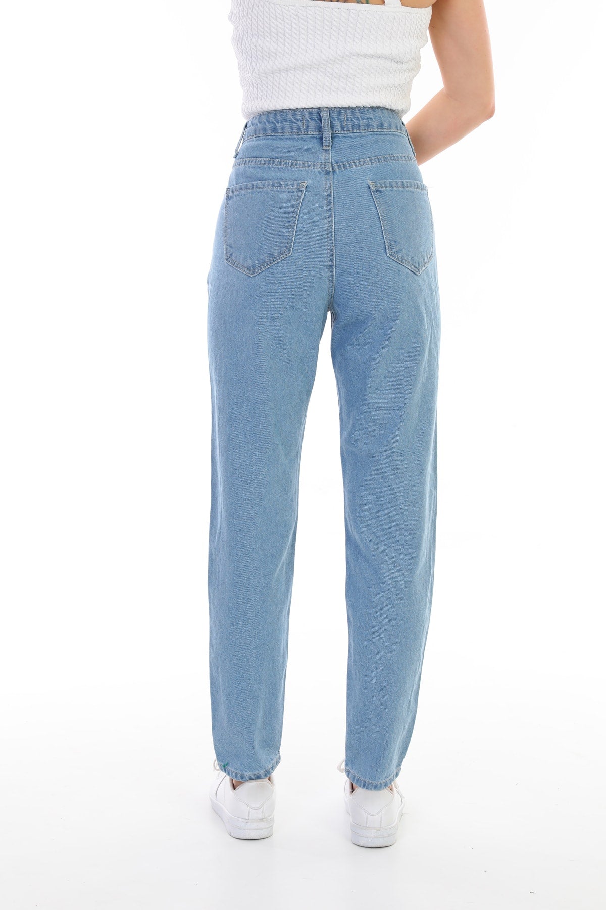 Blue Ripped Detailed High Waist Mom Women's Jeans BKL00000121