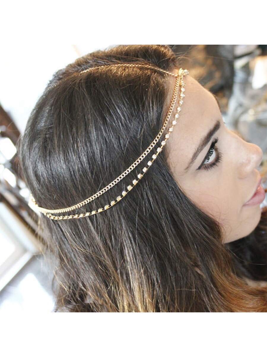 1pc Women Rhinestone Decor Glamorous Hair Band For Party