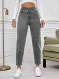 Stepped Waist Mom Fit Jeans