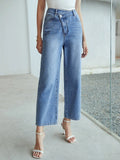 OVERLAP WAIST WIDE-LEG JEANS