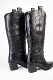 Women's Western Cowboy Embroidered Heeled Boots Black 7003