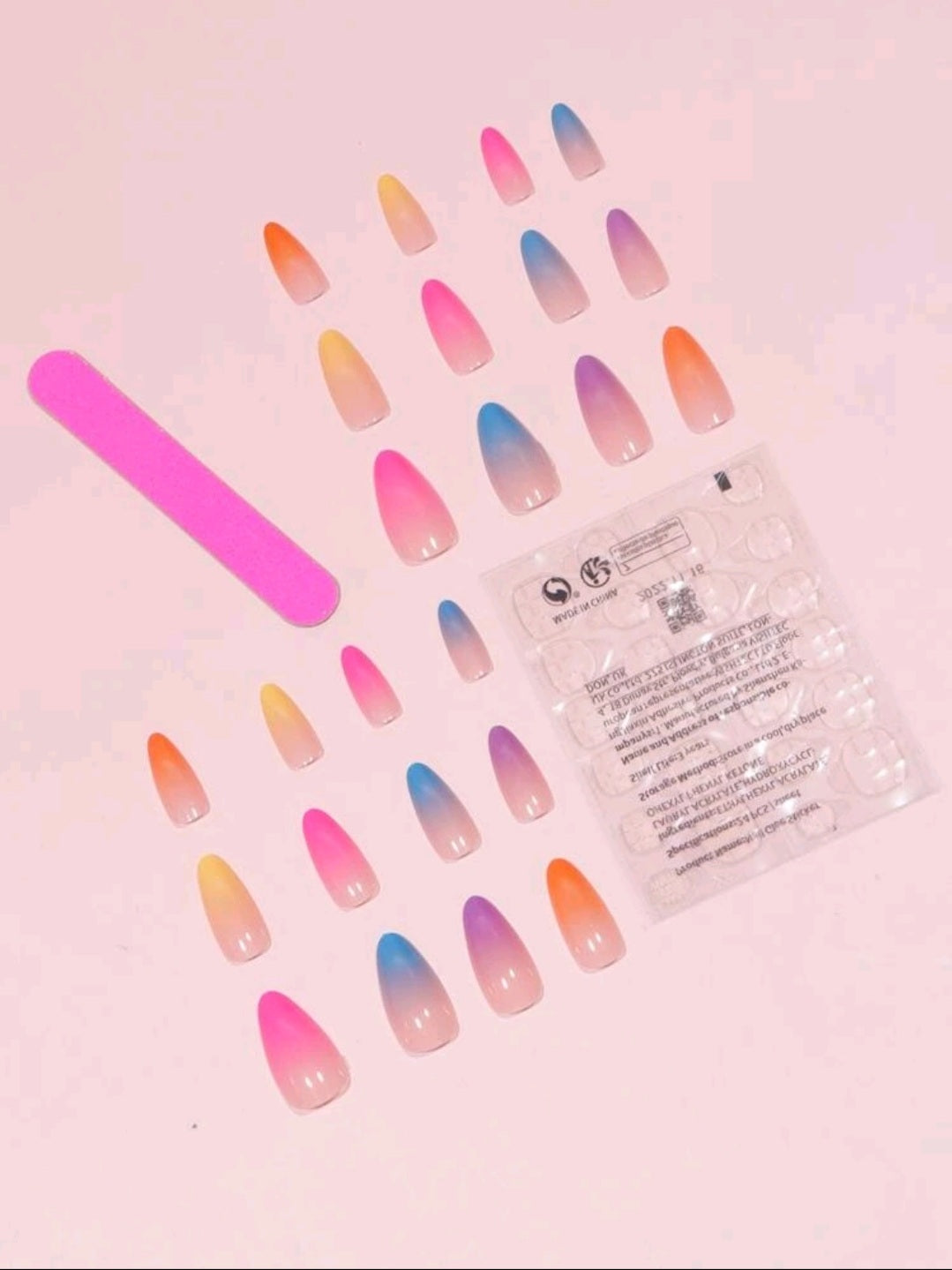 Transform Your Nails with 24pcs Long Stiletto Iridescent Matte Ombre Fake Nail & 1pc Nail File & 1sheet Nail Tape