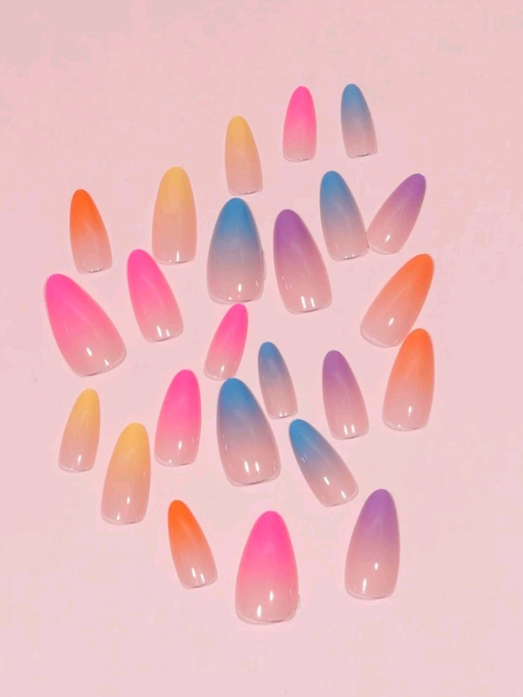 Transform Your Nails with 24pcs Long Stiletto Iridescent Matte Ombre Fake Nail & 1pc Nail File & 1sheet Nail Tape