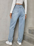 Stepped Waist Straight Leg Jeans