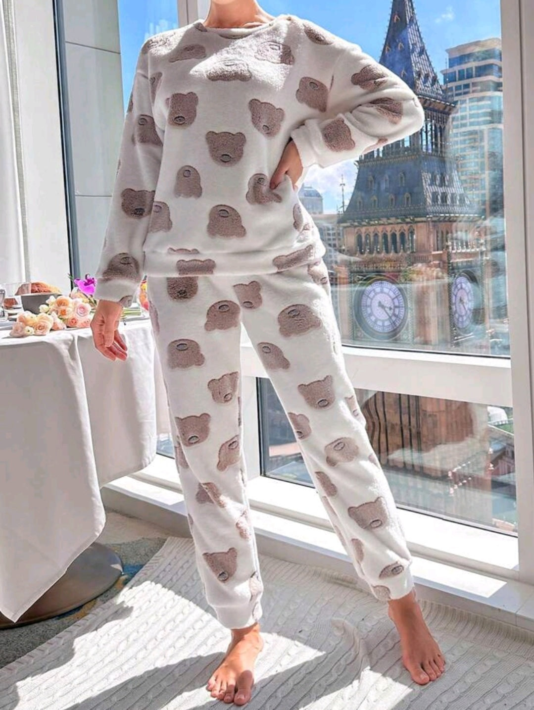 Cartoon Graphic Drop Shoulder PJ Set