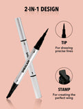 Wing It Waterproof Liner Duo - Black 2 In 1 Waterproof Liquid Eyeliner Wing Stamp Pen Cat Eye Smudge-Proof Long Lasting Ultra-Fine Winged Eyeliner Black Friday Party Eyeliner