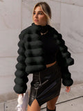 Solid Open Front Crop Fuzzy Coat