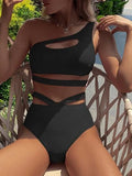 Cut Out One Shoulder Bikini Swimsuit