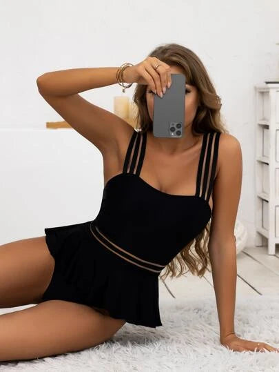 Contrast Mesh One Piece Swimsuit