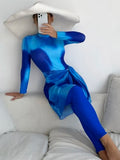 3pack Full Body Tie Dye Long Sleeve Burkini One Piece Swimsuit & Beach Skirt & Leggings