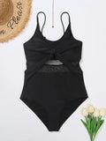 Contrast Mesh One Piece Swimsuit