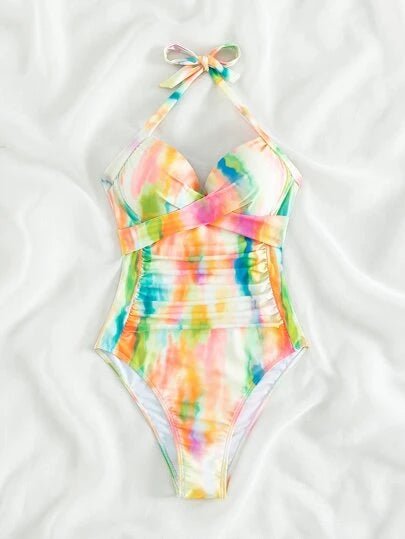 Tie Dye Push Up One Piece Swimsuit