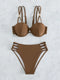 Plain Cut-out Push Up Bikini Swimsuit