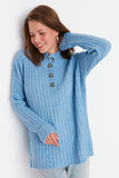Buttoned Corduroy Knitwear Sweater