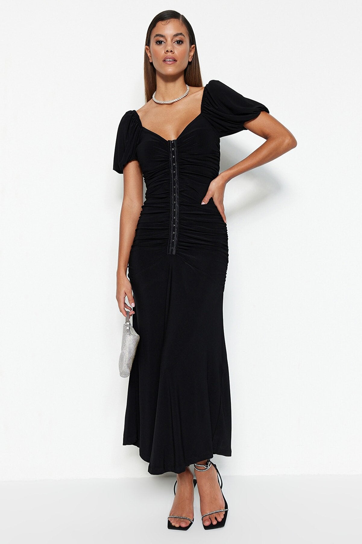 Black Body Fitted Knitted Dress TPRSS23EL00084