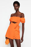 Orange Woven Window/Cut Out Detailed Jumpsuit TPRSS22EL1006