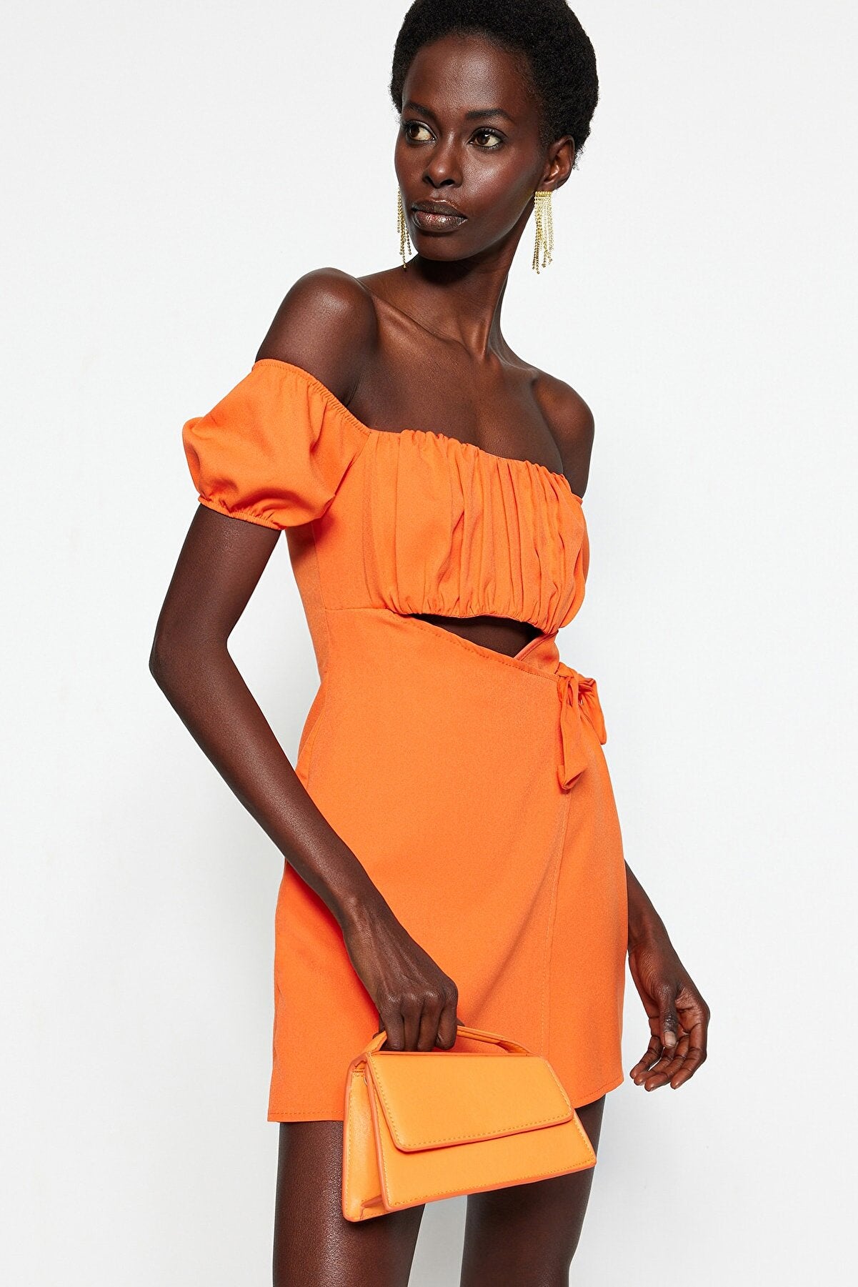 Orange Woven Window/Cut Out Detailed Jumpsuit TPRSS22EL1006